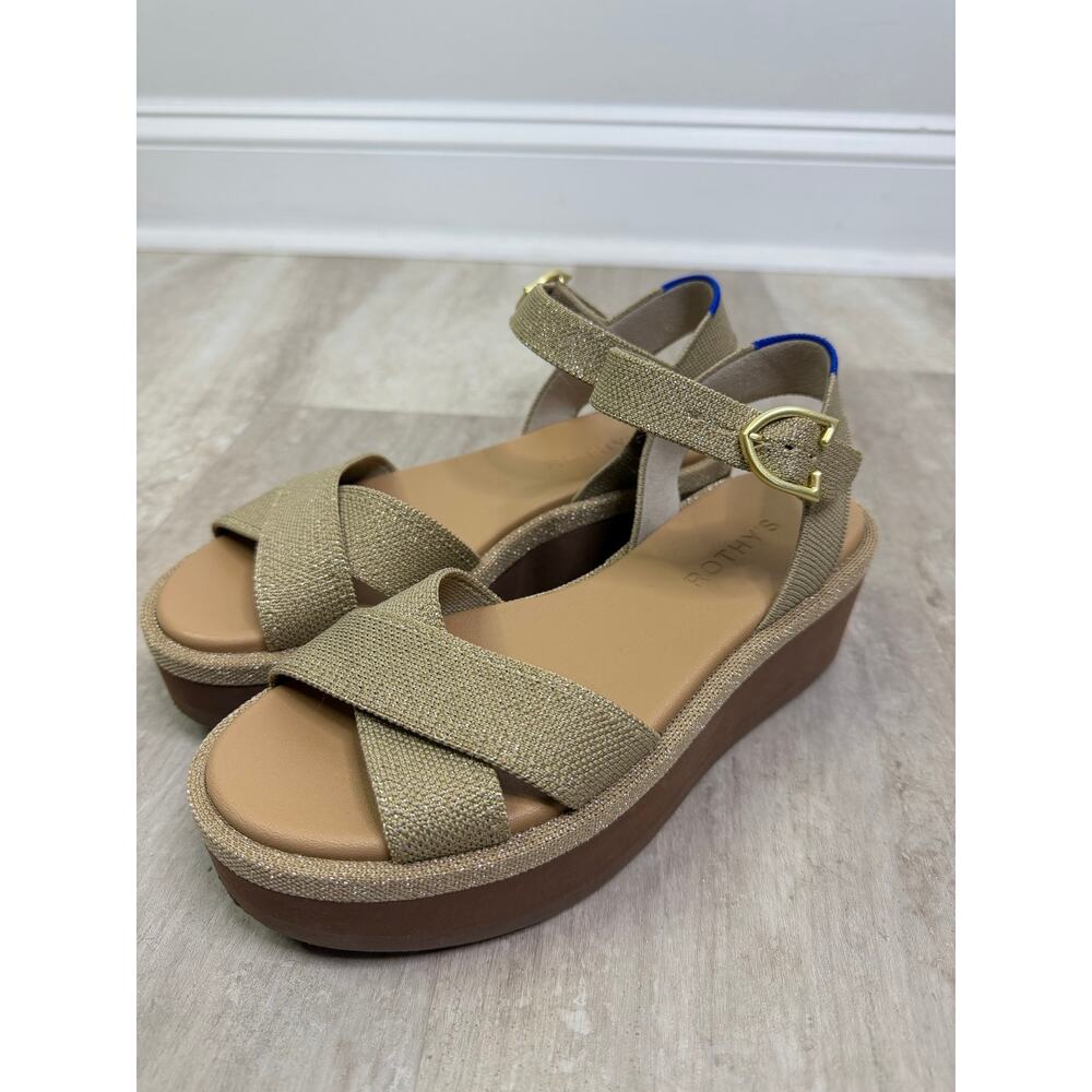Rothy's The Criss-Cross Lightweight Wedge Sandal-
Aurora Size 6